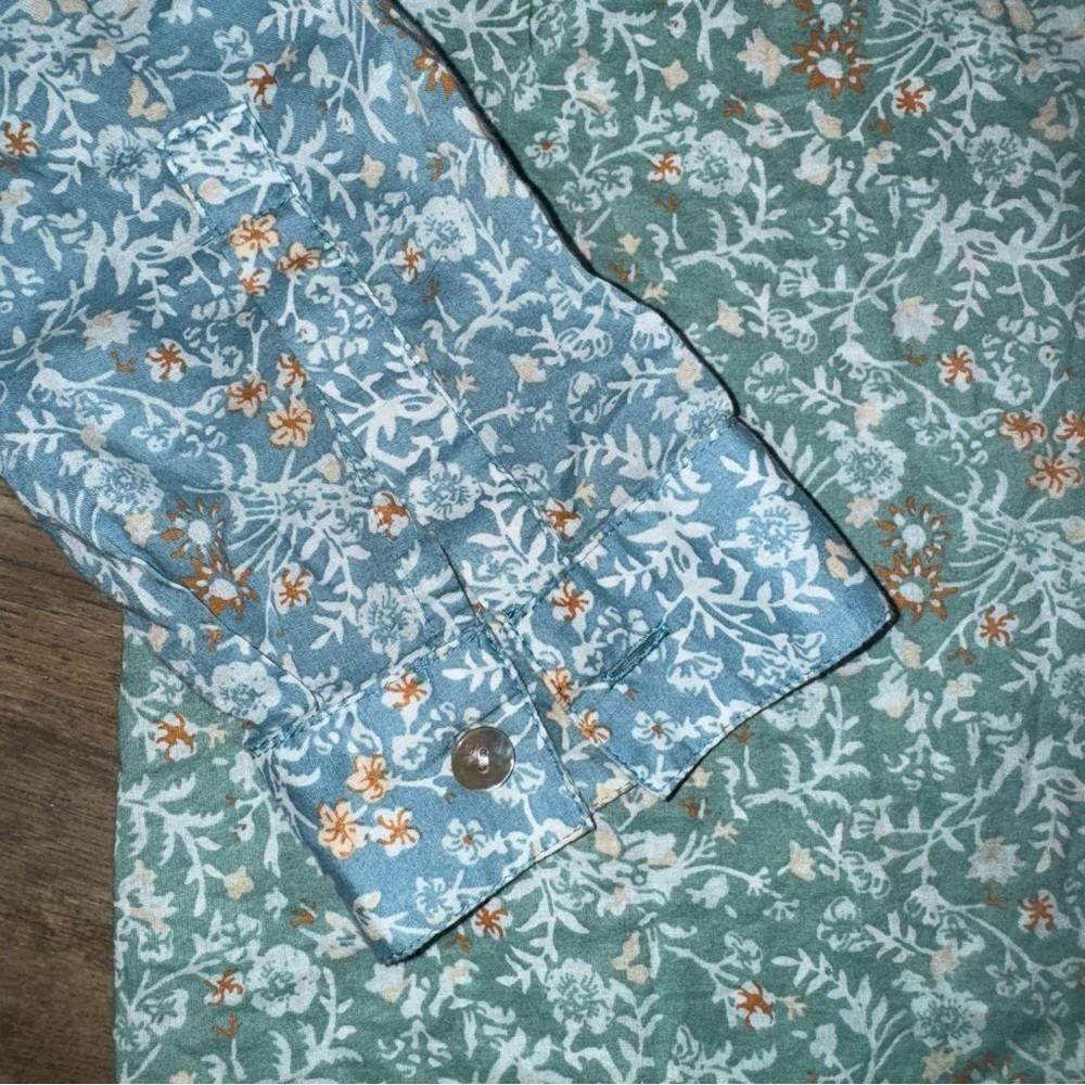 J. Jill Blue and Green Floral Blouse - Picture 6 of 9
